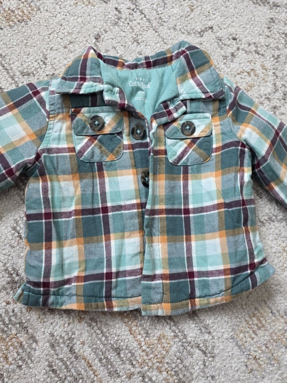 Lined Plaid Button-Up Shirt
